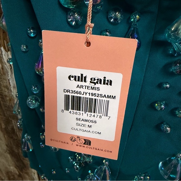 Cult Gaia Artemis Dress Seamoss Teal Embellished Mini beaded Revolve $1195 M - Picture 9 of 16